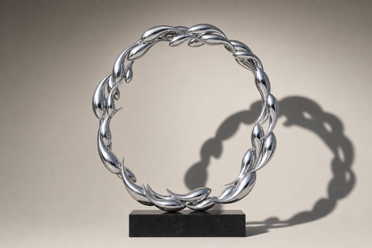 Nashira mirror-polished stainless steel ring sculpture by 1-OPH