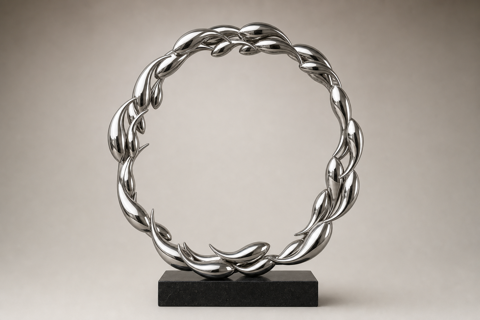 Nashira mirror-polished stainless steel ring sculpture by 1-OPH