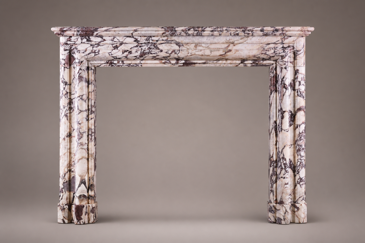 Malva fireplace, side view showing the profile