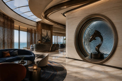 Dark patinated bronze sculpture Manglar, a form curved into a deep S rising from an integral bronze drum base.