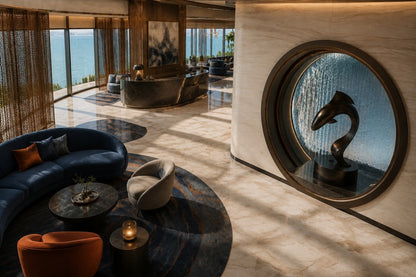 Dark patinated bronze sculpture Manglar, a form curved into a deep S rising from an integral bronze drum base.