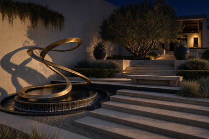 Mayu bronze ribbon water feature by 1-OPH