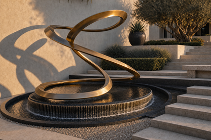 Mayu bronze ribbon water feature by 1-OPH