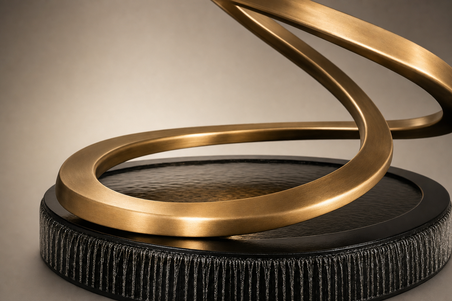 Mayu bronze ribbon water feature by 1-OPH