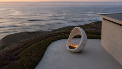 Aurera limestone fireplace by 1-OPH seen from above