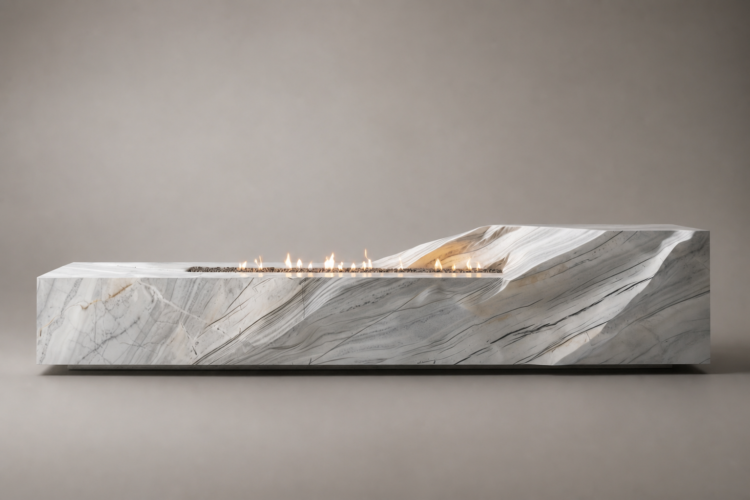 Solstice volakas marble fireplace by 1-OPH side elevation