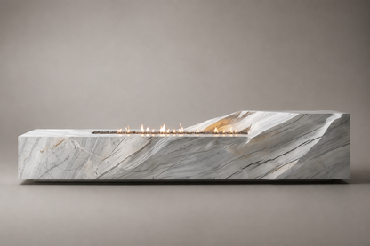 Solstice volakas marble fireplace by 1-OPH side elevation