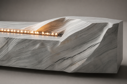 Solstice volakas marble fireplace by 1-OPH surface detail