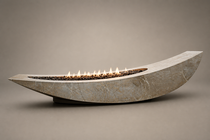 Velara champagne marble fireplace by 1-OPH studio view
