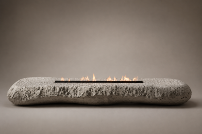 Tufara limestone fireplace by 1-OPH side elevation