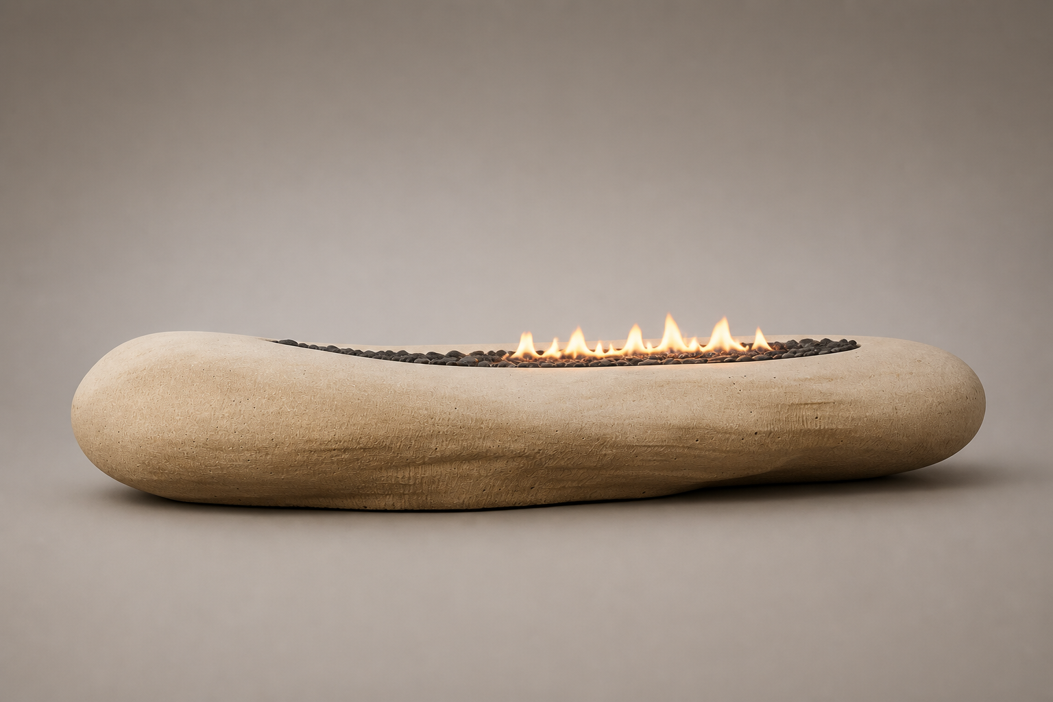 Cenera beige stone fireplace by 1-OPH side elevation