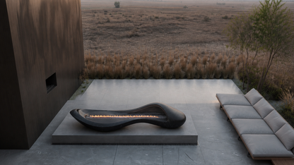 Corvara black marble fireplace by 1-OPH seen from above