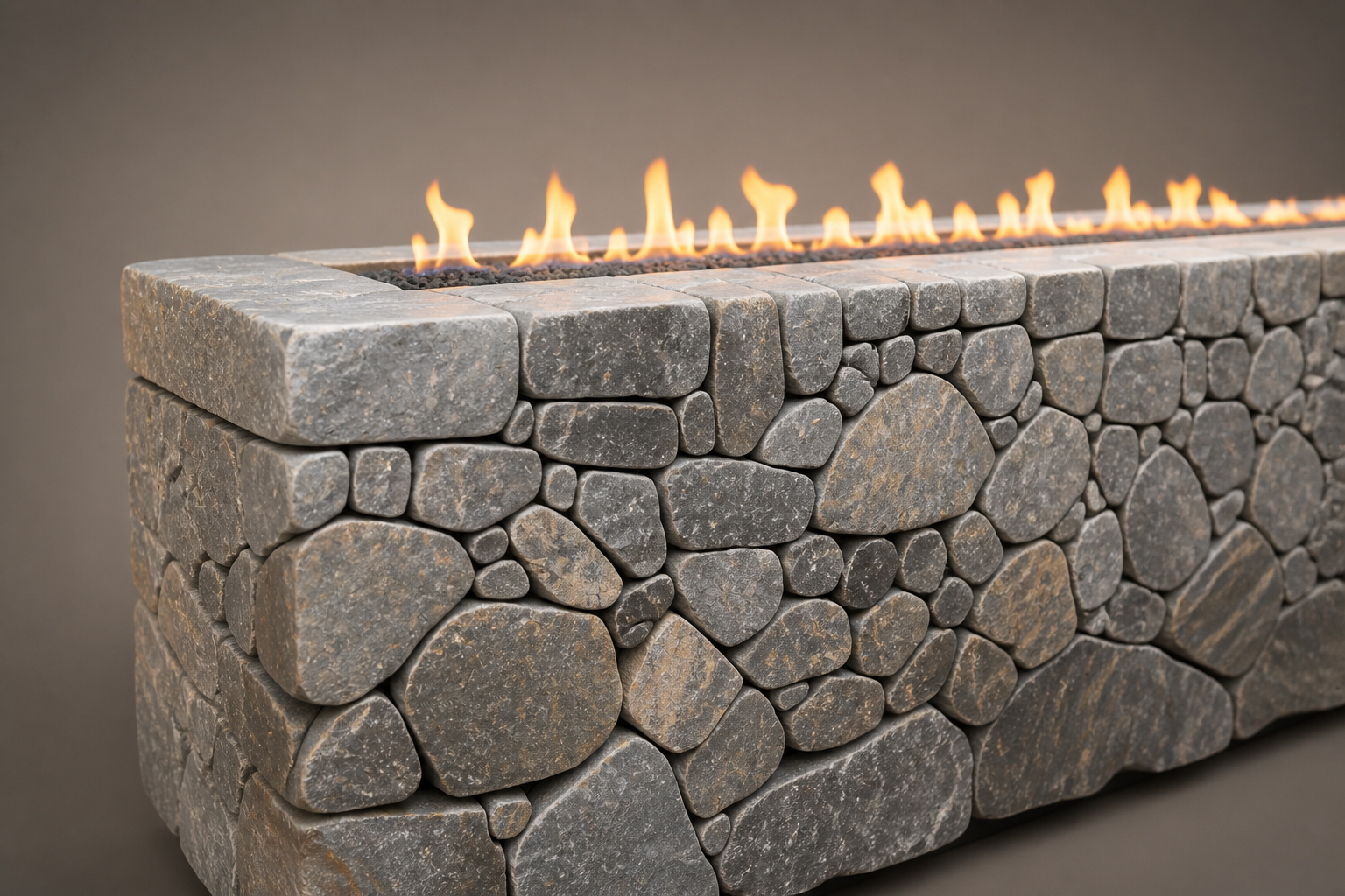 Focara dry-laid stone fireplace by 1-OPH surface detail