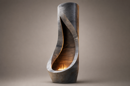 Ignara dark marble fireplace by 1-OPH side elevation