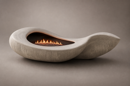 Avorra cream marble fireplace by 1-OPH studio view