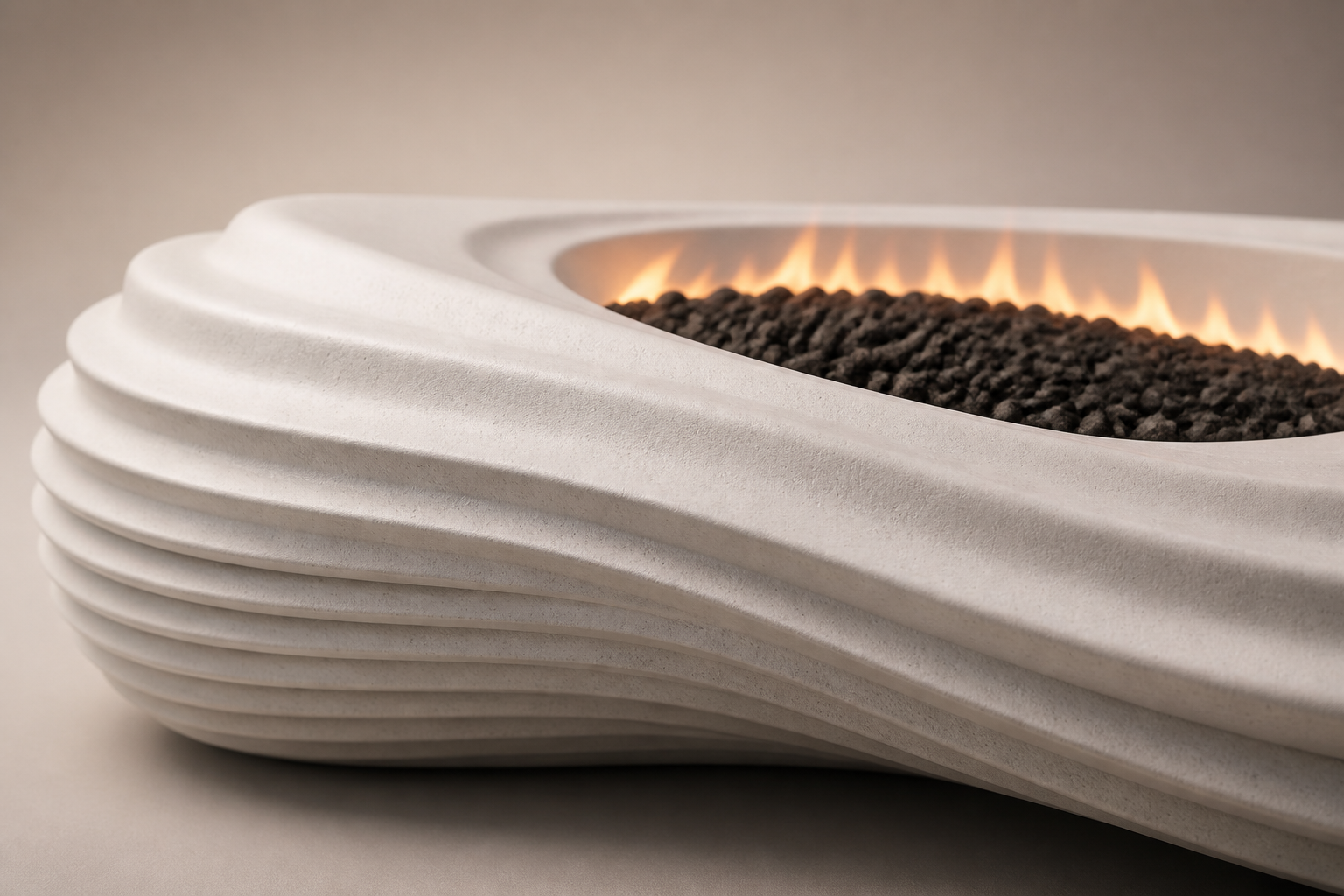 Stratena white marble fireplace by 1-OPH surface detail