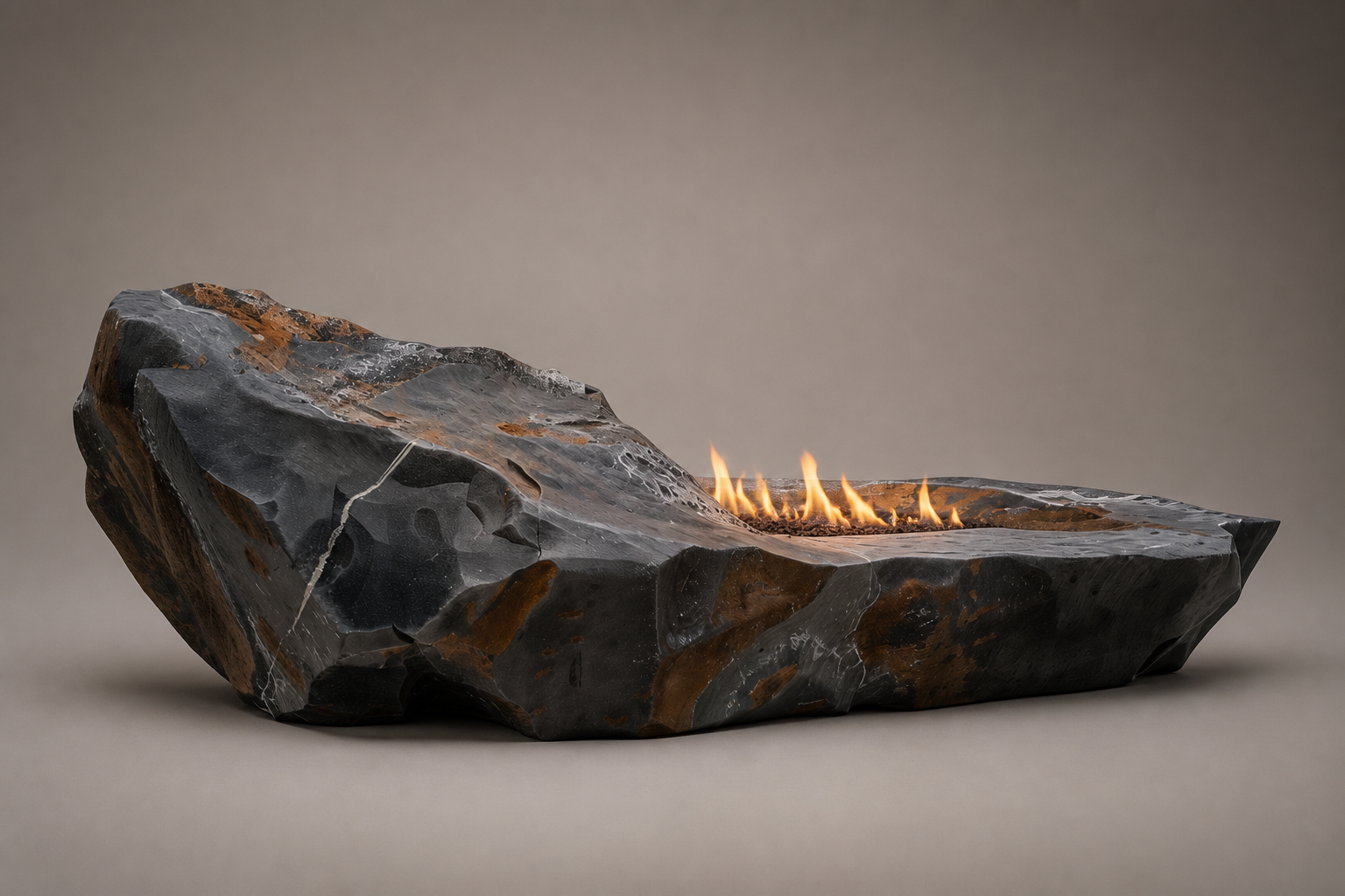 Basara dark stone fireplace by 1-OPH side elevation
