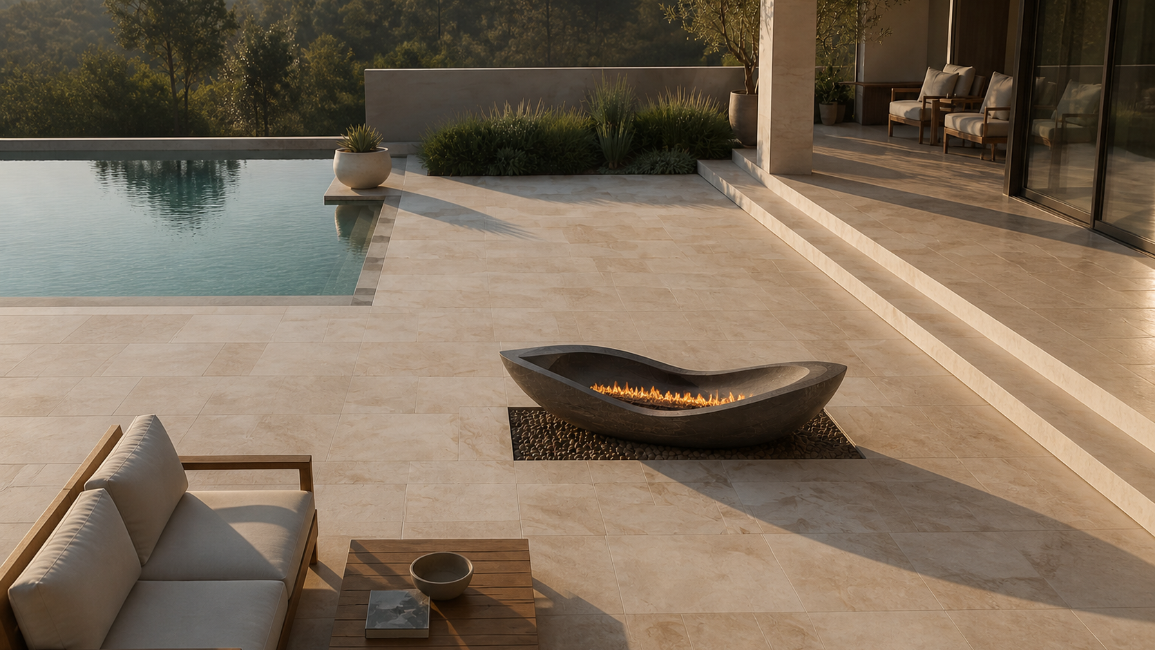 Cendra bronze-grey stone fireplace by 1-OPH seen from above