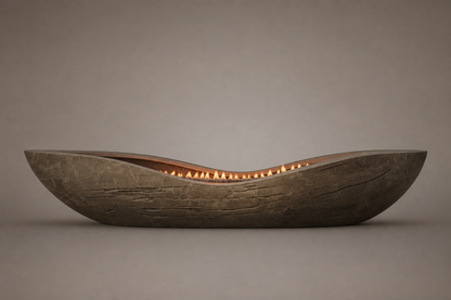 Cendra bronze-grey stone fireplace by 1-OPH side elevation