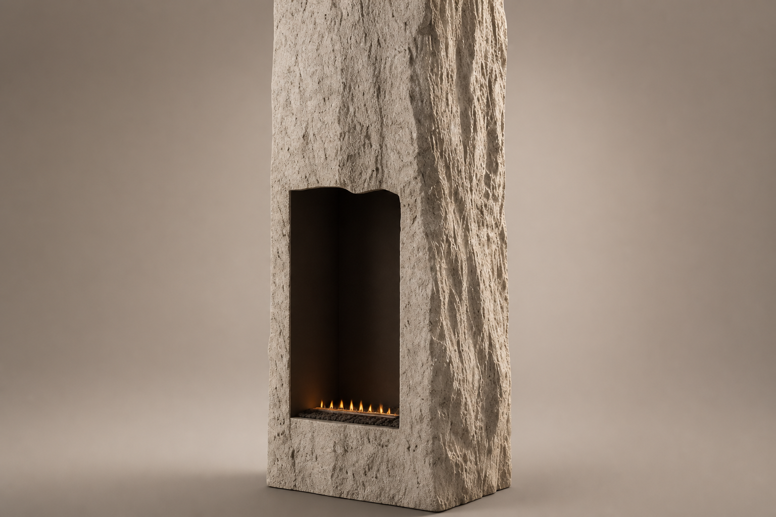 Menira white stone fireplace by 1-OPH surface detail
