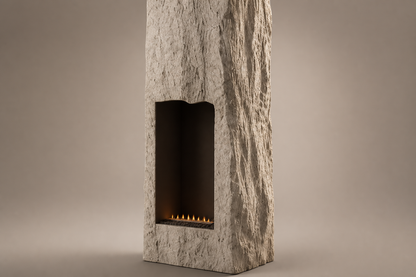 Menira white stone fireplace by 1-OPH surface detail