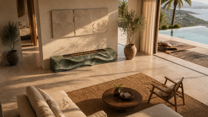 Silvara green marble fireplace by 1-OPH seen from above