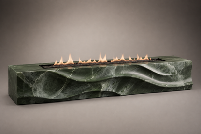 Silvara green marble fireplace by 1-OPH studio view