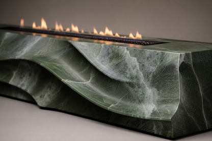 Silvara green marble fireplace by 1-OPH surface detail