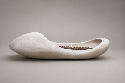 Candira white marble fireplace by 1-OPH studio view