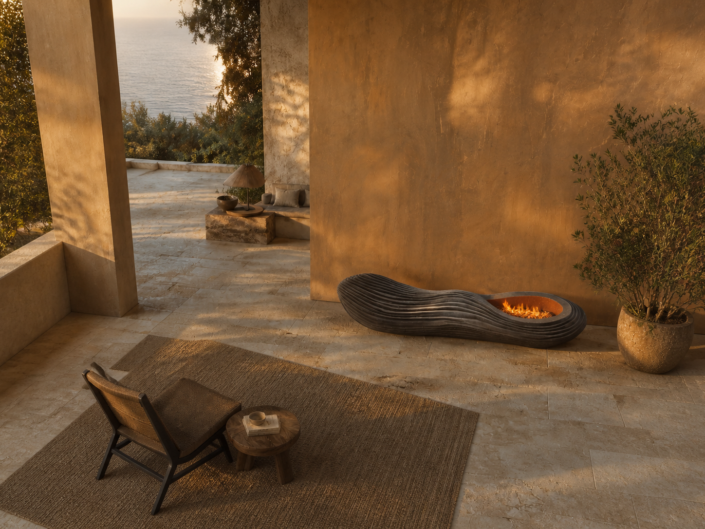 Scorena black marble fireplace by 1-OPH seen from above