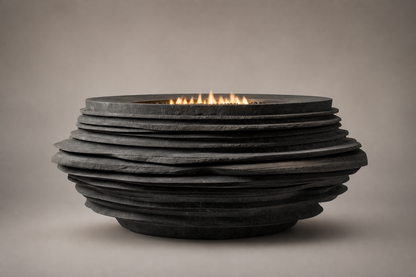 Caldera black stone fireplace by 1-OPH side elevation
