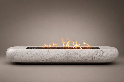 Lattea white marble fireplace by 1-OPH side elevation