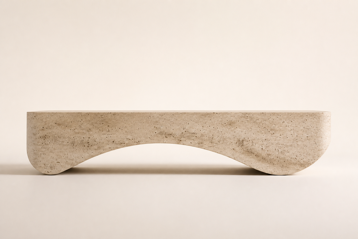 MONOLITH ARC BENCH I, studio view of the whole piece