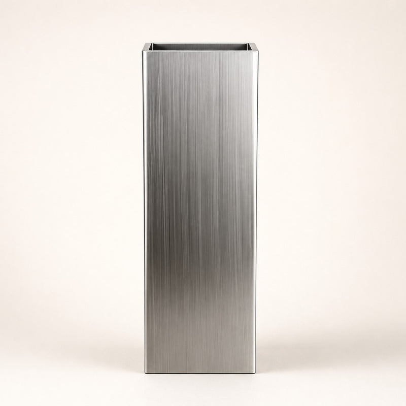 Monolith Brushed Stainless Steel Column Planter