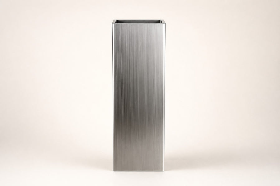 Monolith Brushed Stainless Steel Column Planter