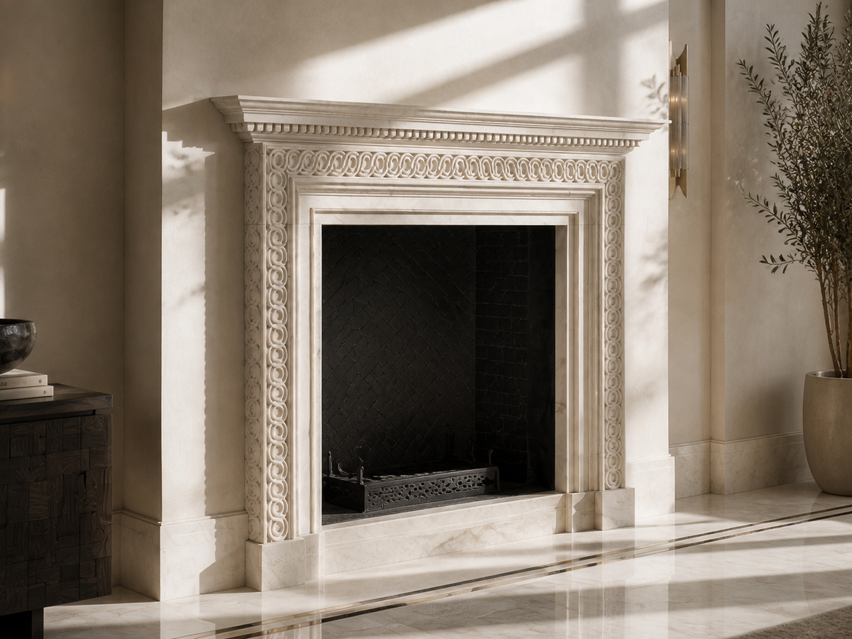 Nada fireplace, close detail of the material and edge