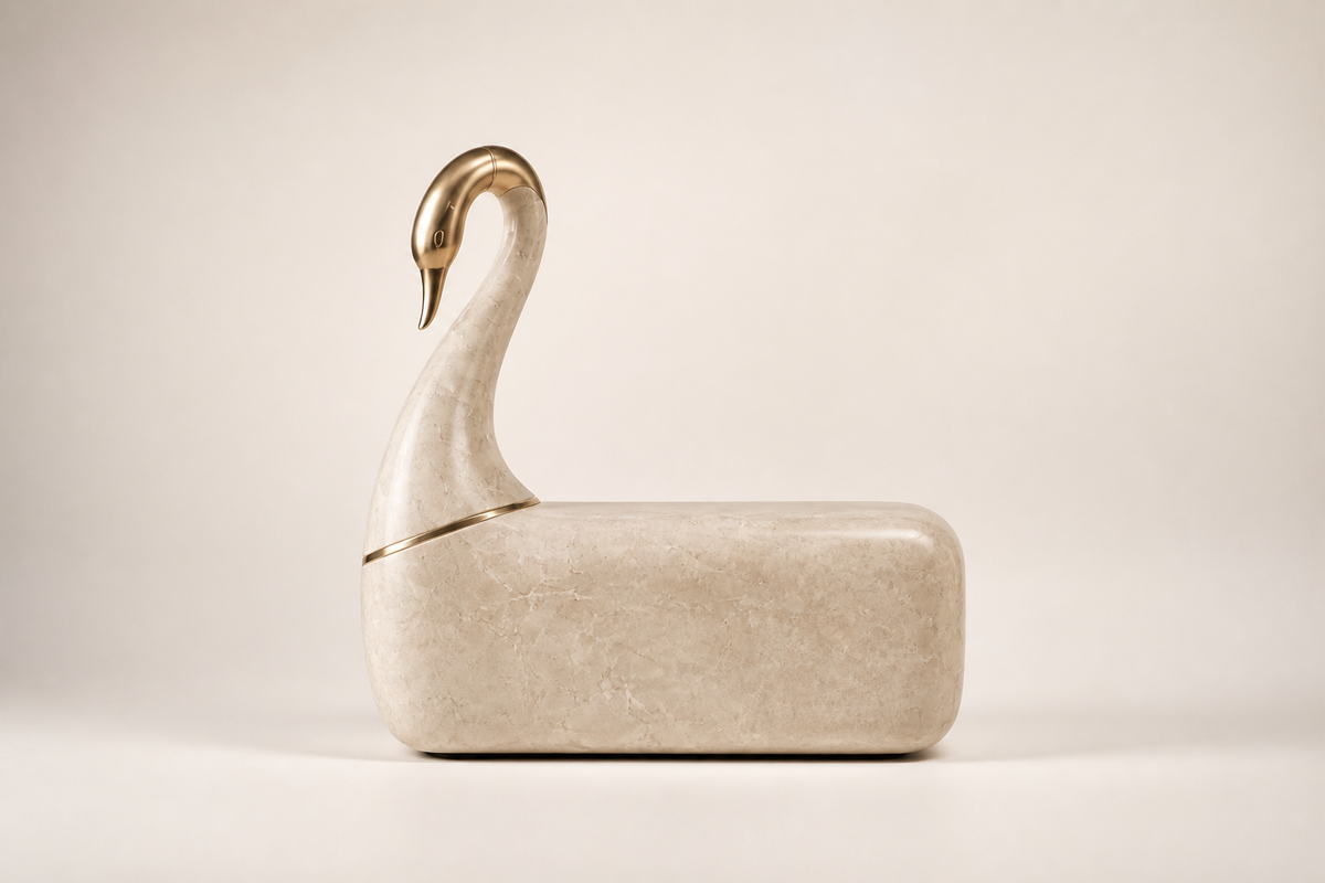 Nafas 95 stone sculptural bench, studio view of the whole piece
