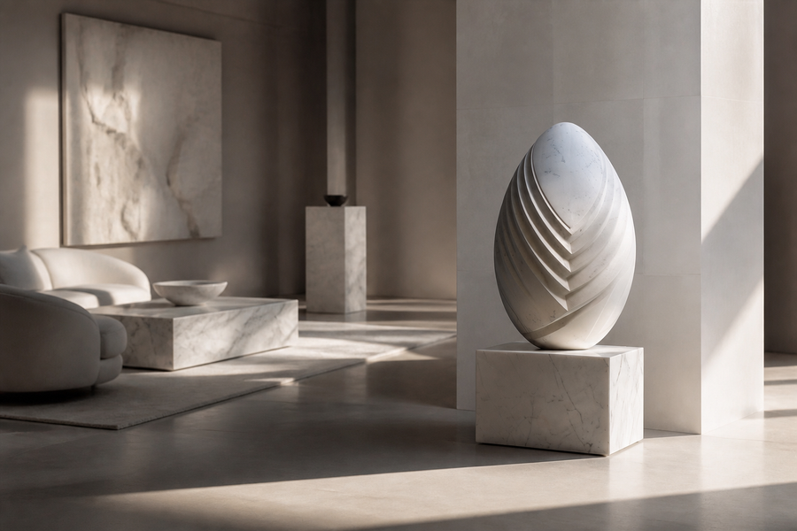 Nascera — Marble egg sculpture by 1-OPH