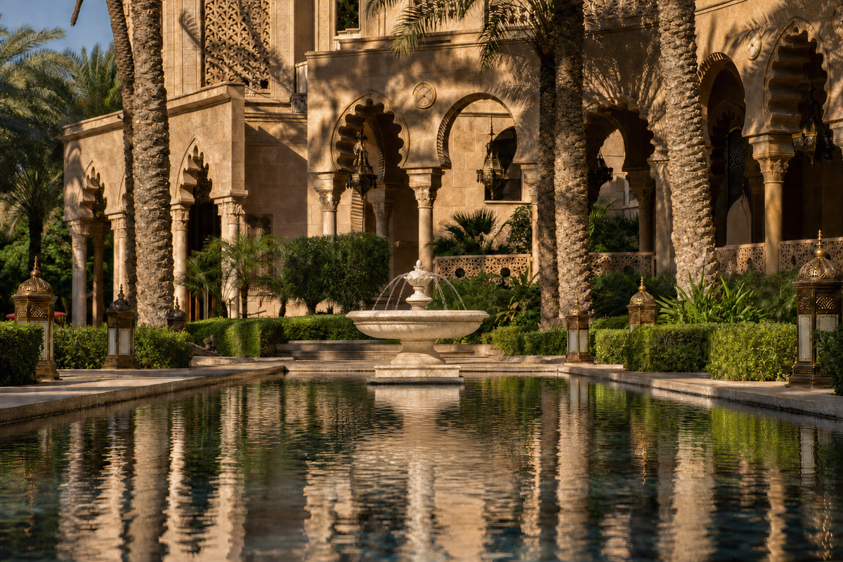 Nemi stone tiered fountain, shown in a furnished interior setting