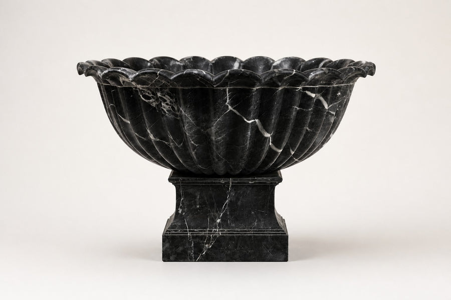 Nero Fluted Marble Urn Planter