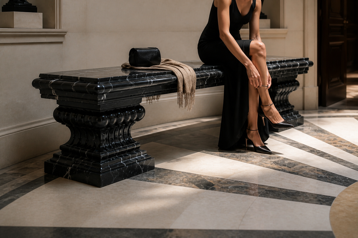 NERO IMPERIAL PEDESTAL BENCH