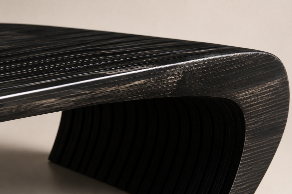 NOCTIS ARC BENCH XXV, close studio detail of the surface and material