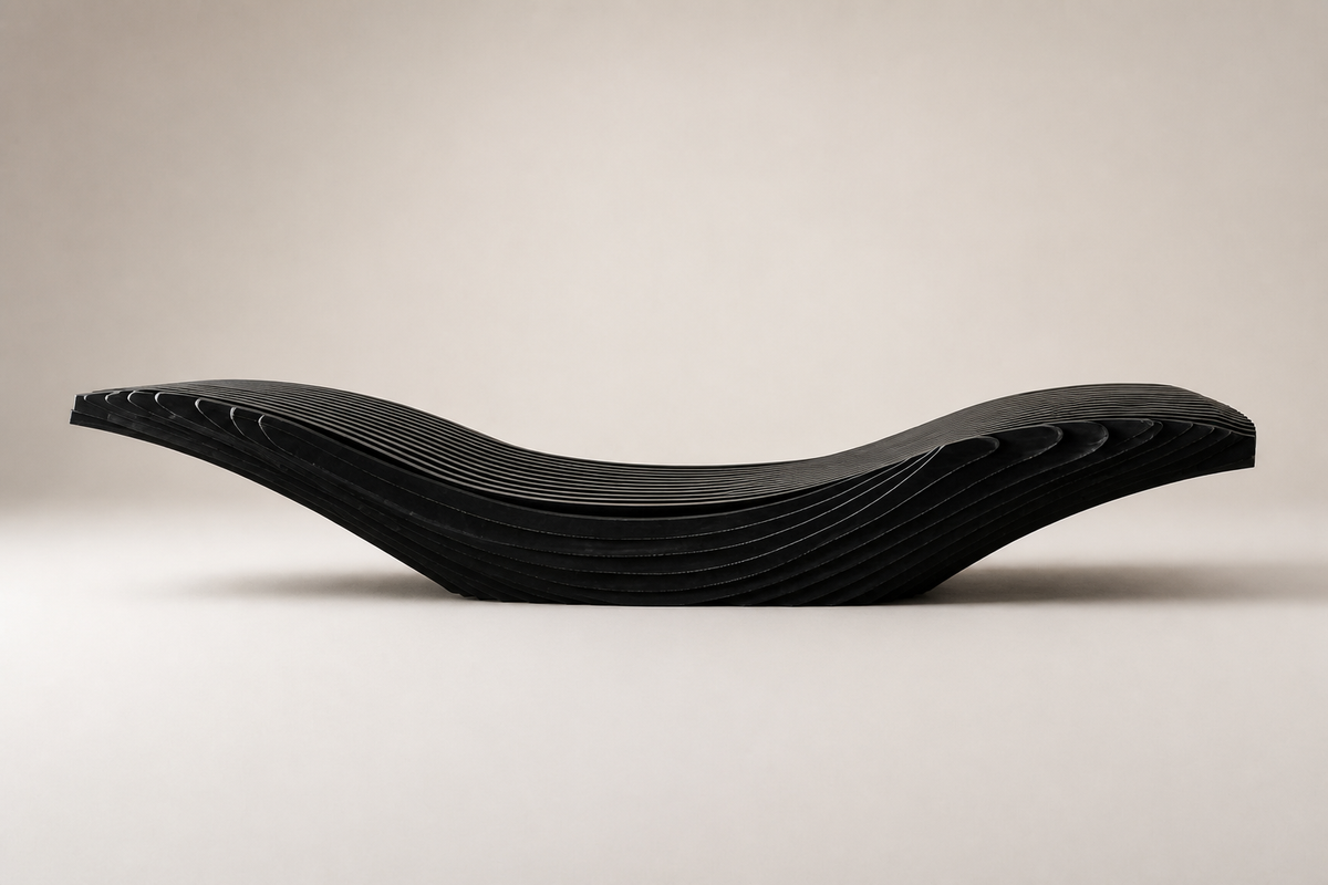 NOCTIS STRATA BENCH XX, studio view of the whole piece