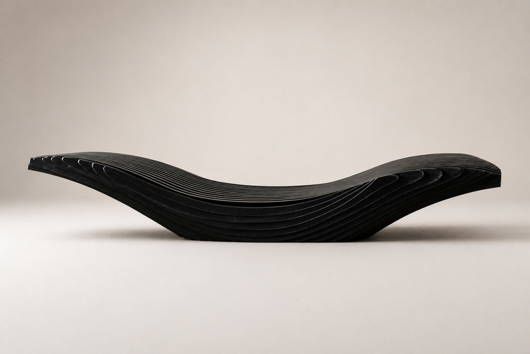 NOCTIS STRATA BENCH XX, studio view of the whole piece