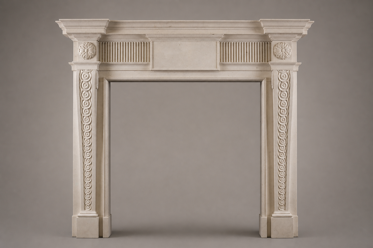 Noor fireplace, side view showing the profile