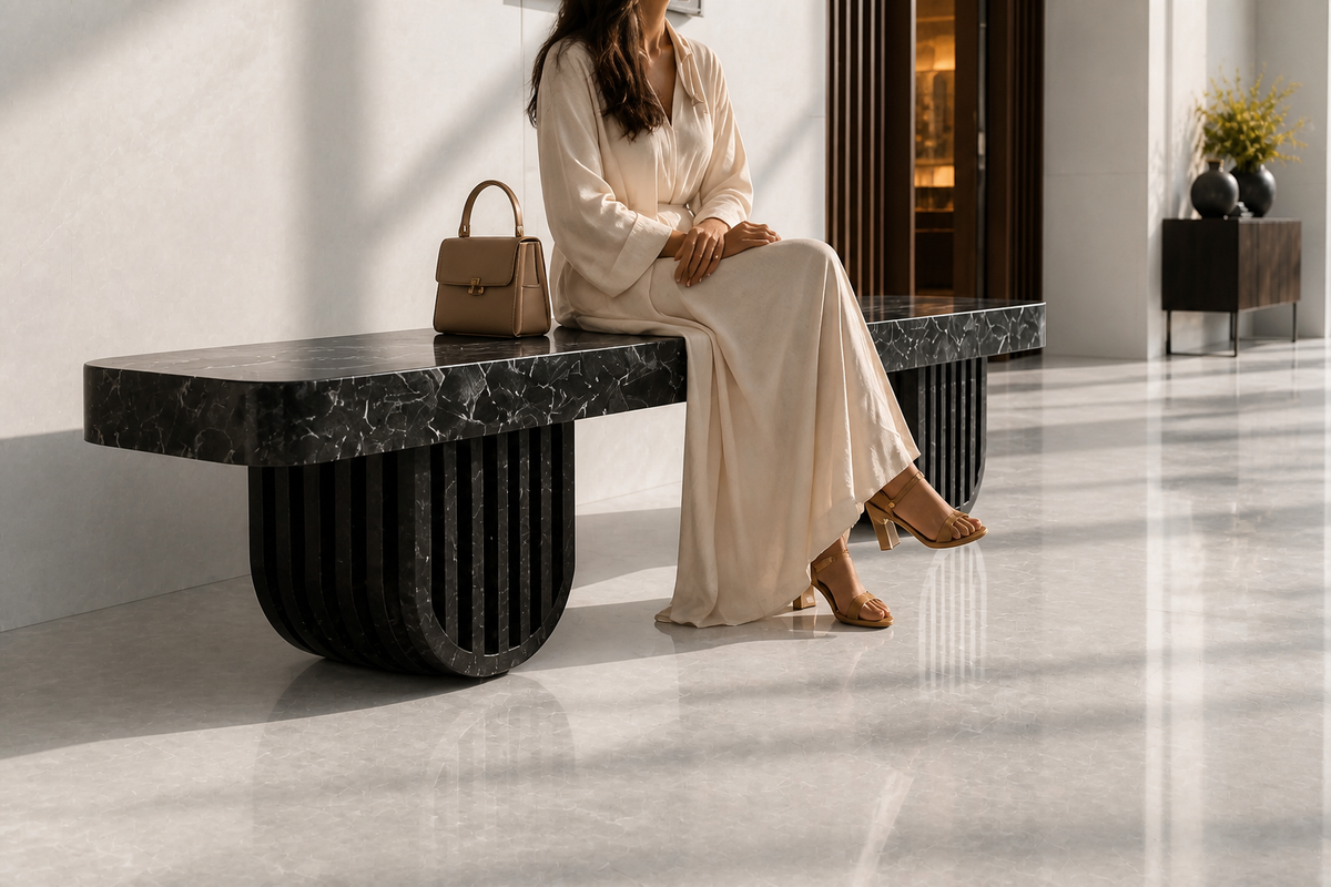 Obsidian Column Marble Bench