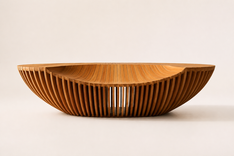 ORBITA PARAMETRIC BENCH XIX, studio view of the whole piece