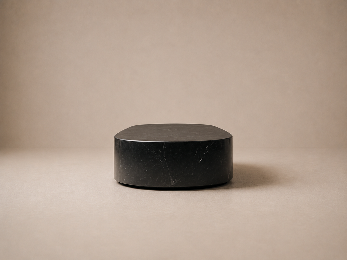 Oval Plinth Base Low black marble plinth base by 1-OPH, surface detail
