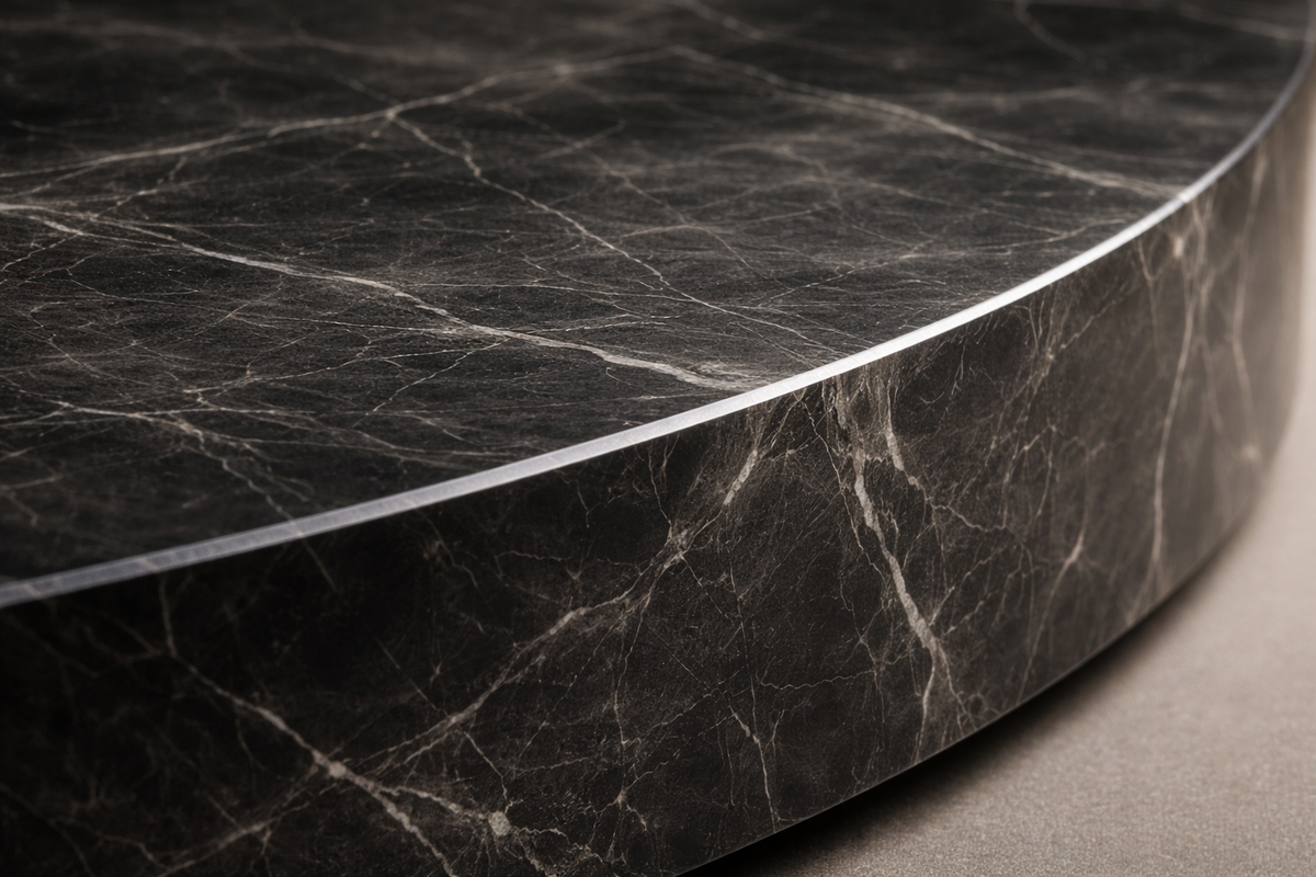 Oval Plinth Base Wide black marble plinth base by 1-OPH, surface detail