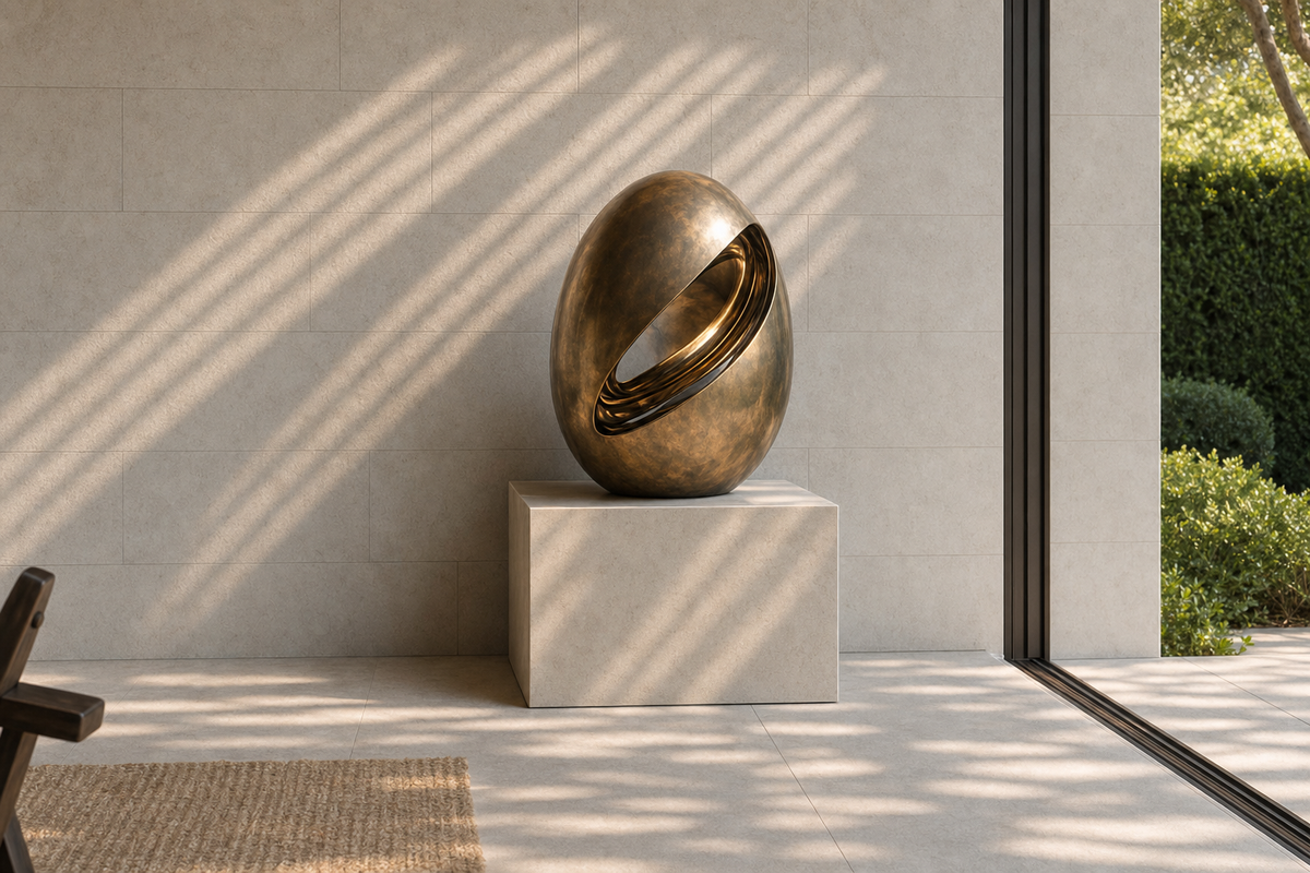 Ovena gilt bronze egg sculpture by 1-OPH